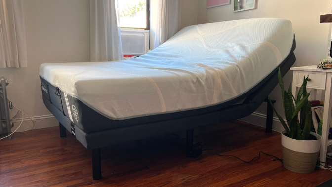 bed tilted up at an angle
