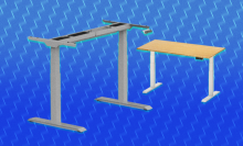 Flexispot desks on blue background