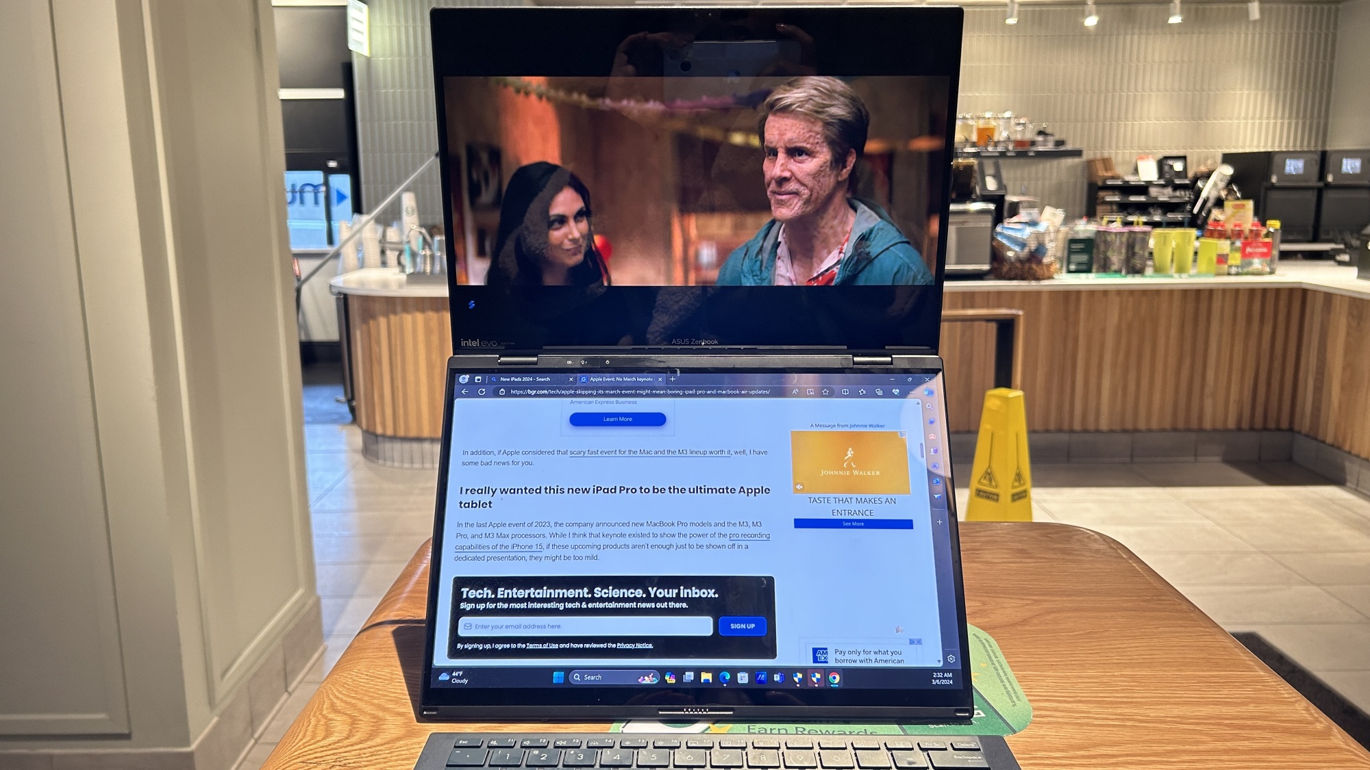 Asus Zenbook Duo inside Starbucks on a table