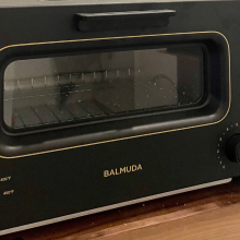 black toaster oven in kitchen