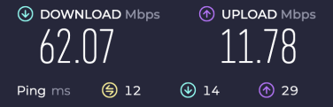 a screenshot of an ookla speedtest