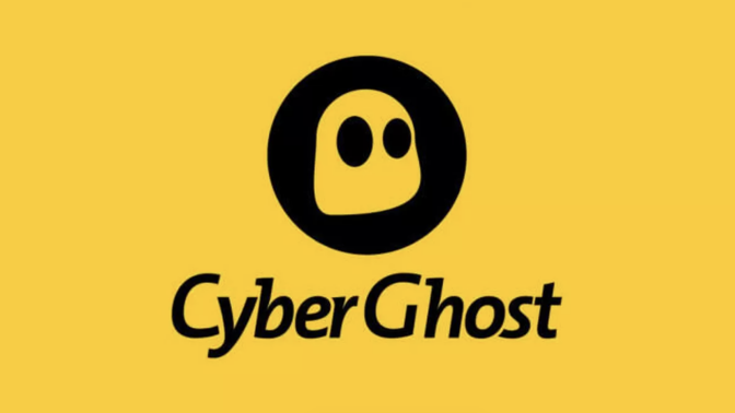 The CyberGhost VPN logo on a yellow background. 