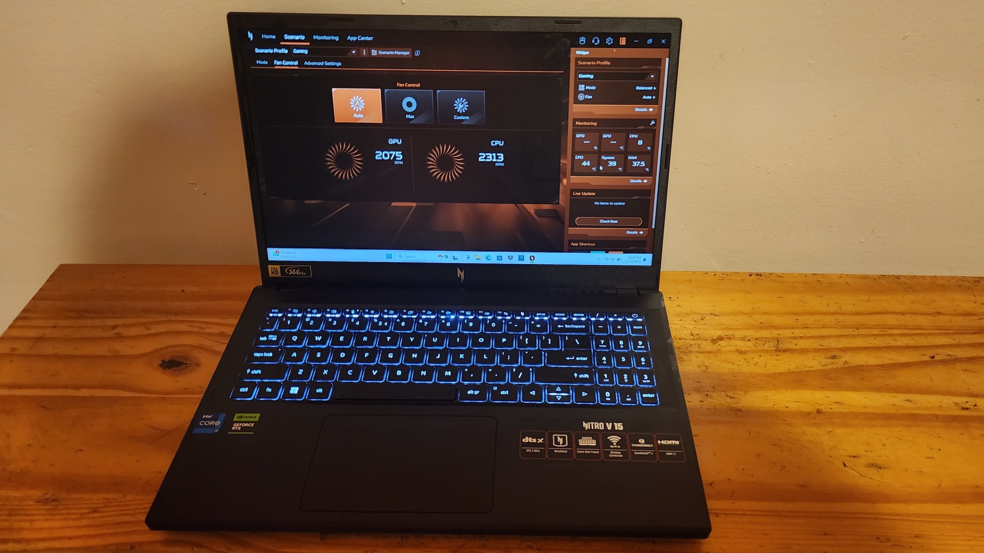 Acer Nitro 5 on a bench