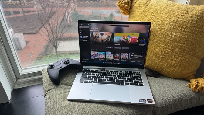 Razer Blade 14 on a window sill