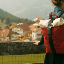 Look fresh with this backpack that is made out of old car materials