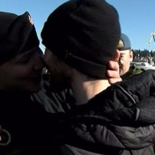 This same-sex military couple's reunion kiss just made history