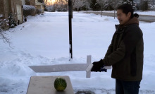 Guy makes a sword out of ice like a real-life Ned Stark