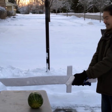 Guy makes a sword out of ice like a real-life Ned Stark