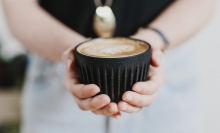 Enjoy your sustainable java in this cup made out of coffee