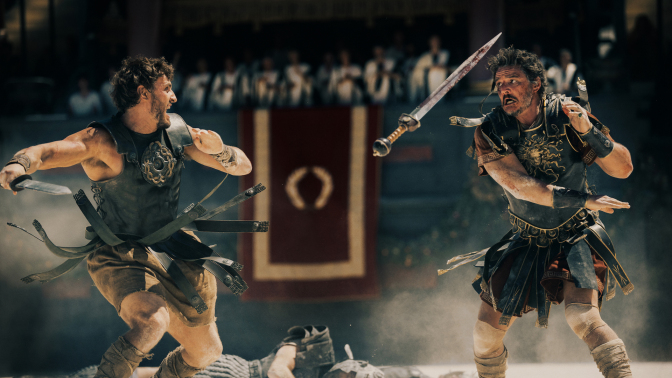 Paul Mescal and Pedro Pascal in "Gladiator II"