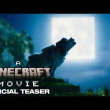 A Minecraft wolf howls at the moon