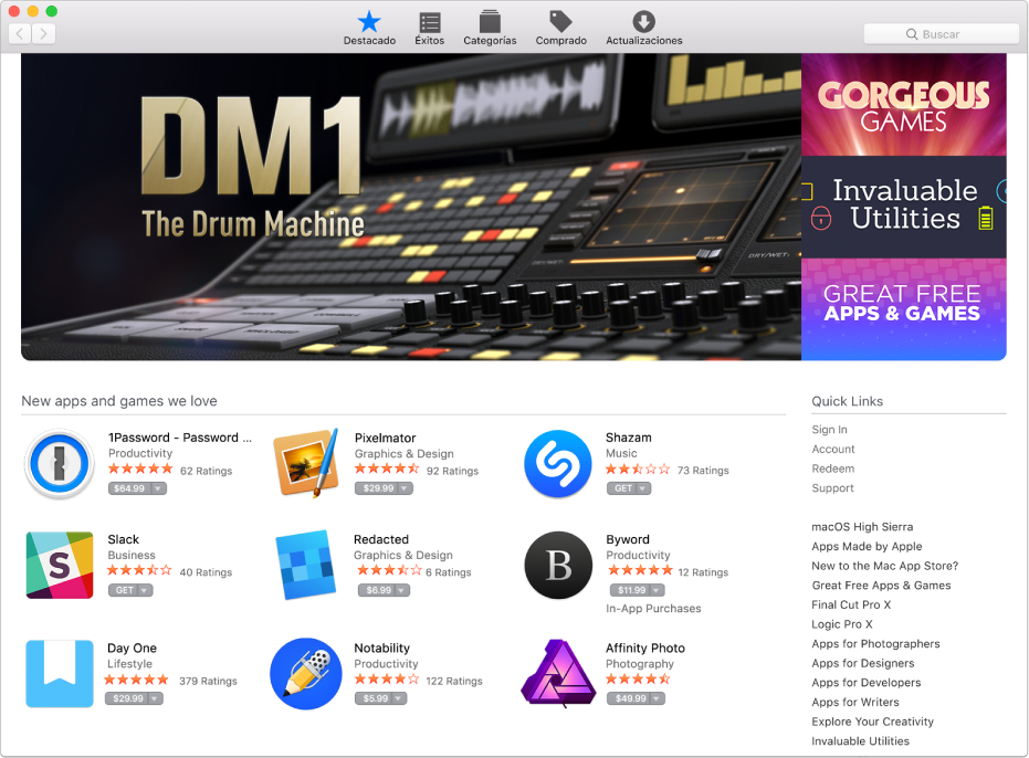 Apps destacadas en App Store.