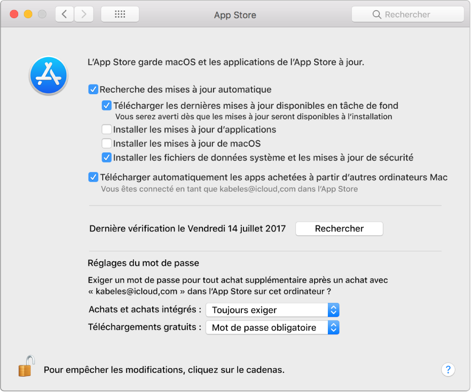 Mettez à jour les options dans les préférences de l’App Store.