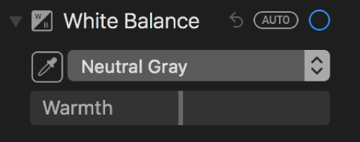 White Balance controls in the Adjust pane.