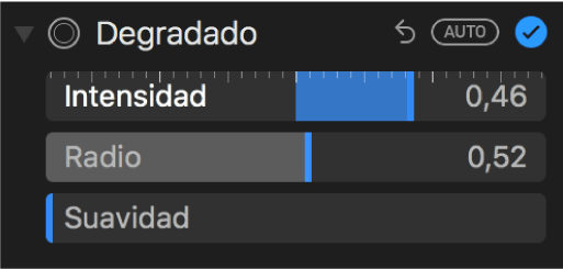 Controles de degradado en el panel Ajustar.