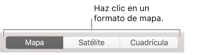 Botones de Mapa, Satélite y Cuadrícula.
