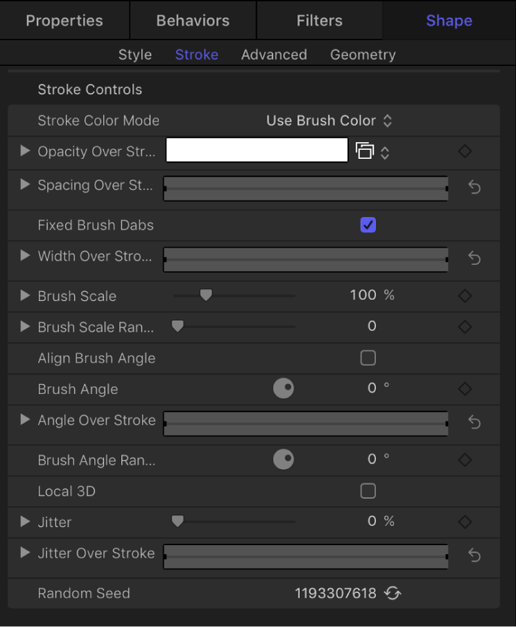 Shape tab showing Stroke pane