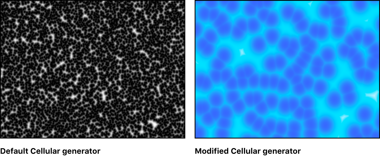 Canvas showing Cellular generator with a variety of settings