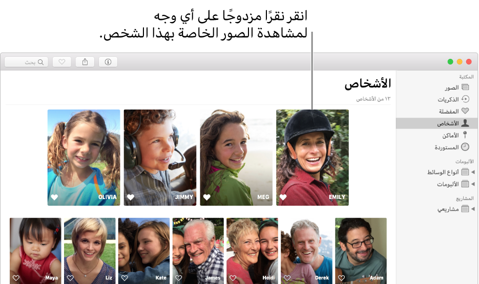وجوه في ألبوم الأشخاص.