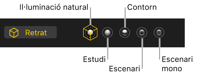 Opcions d’efectes d’il·luminació de retrat.