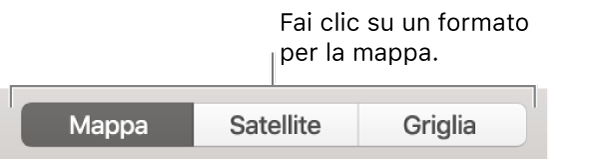Pulsanti Mappa, Satellite e Griglia.