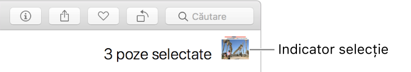 Un indicator de selecție indicând că sunt selectate trei poze.