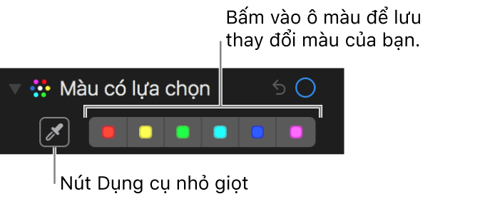 Các điều khiển Màu có lựa chọn đang hiển thị nút Dụng cụ nhỏ giọt và ô màu.