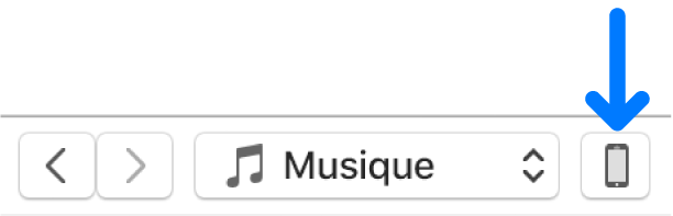 Bouton d’appareil sélectionné près du haut de la fenêtre iTunes.