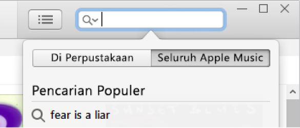 Bidang pencarian untuk Apple Music.
