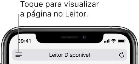 O campo de endereço no Safari, com o botão Leitor à esquerda.