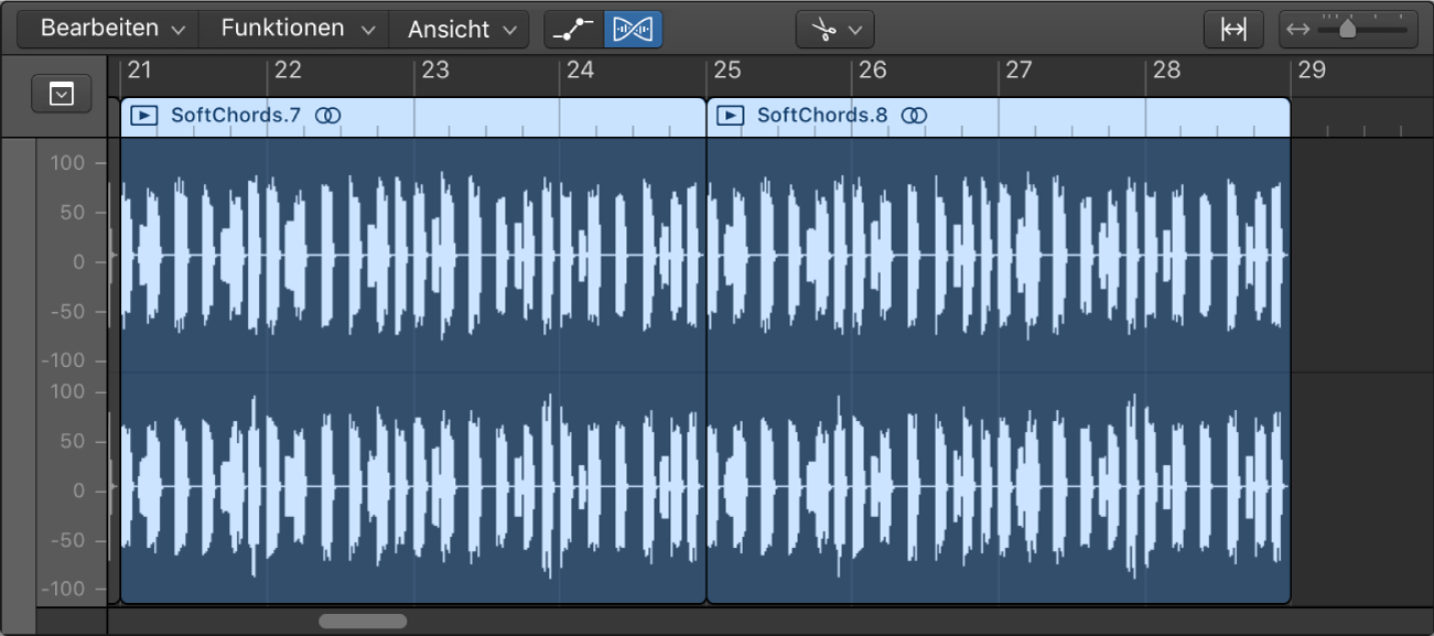 Abbildung. Audiospureditor mit einer Audioregion