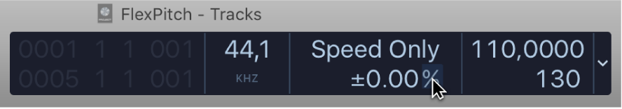 Figure. Showing unit of measurement in the lower part of the Varispeed display.