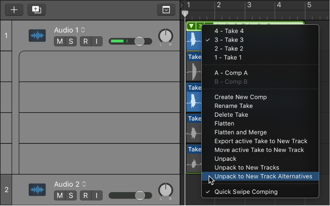 Figure. Unpack to New Track Alternatives.