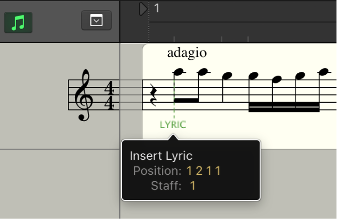 Figure. Adding lyrics to a score.