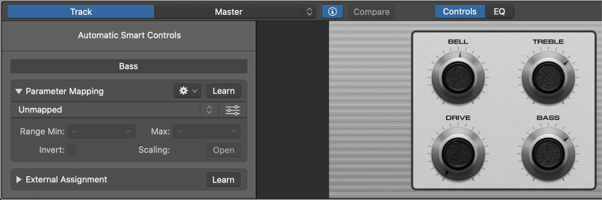 Figure. Smart Control inspector, showing Parameter Mapping area