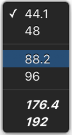 Figure. Sample Rate display in the Transport bar.