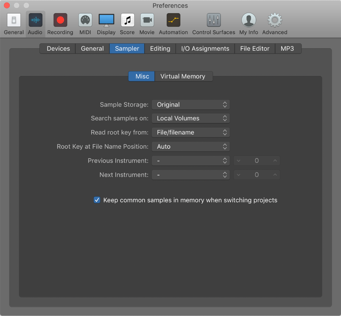 Figure. Sampler Misc preferences.