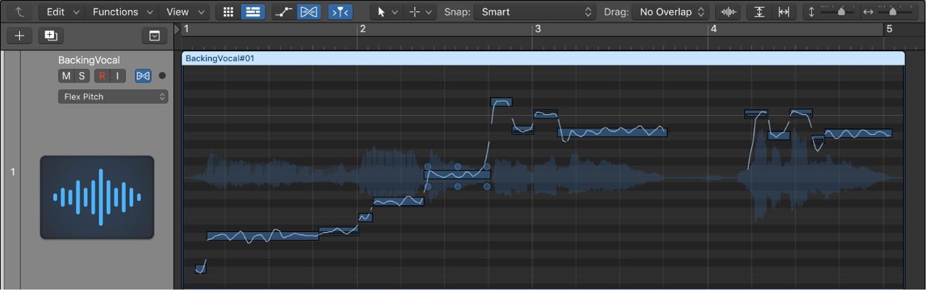 Figure. Showing Flex Pitch in the Tracks area.