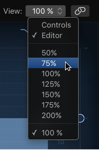 Figure. Choosing a plug-in window size from the pop-up menu.