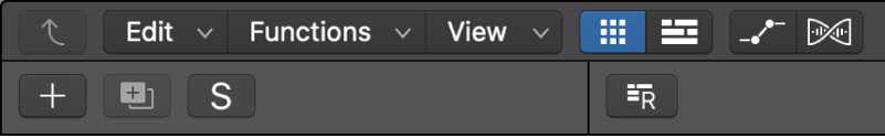 Figure. The Live Loops View button highlighted in Tracks area menu bar.