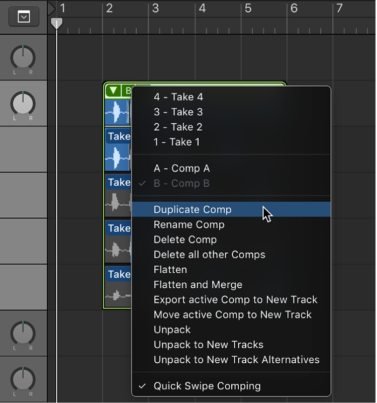 Figure. Choosing Duplicate Comp from the pop-up menu.