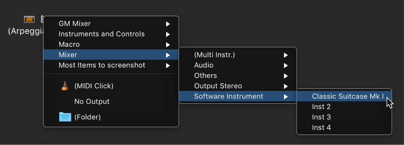 Figure. Choosing a destination object from the Reassign Track shortcut menu in the Environment window.