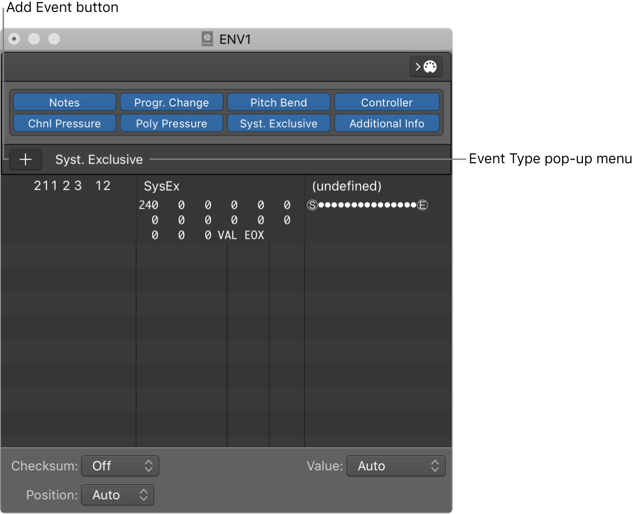 Figure. SysEx Fader Editor window.