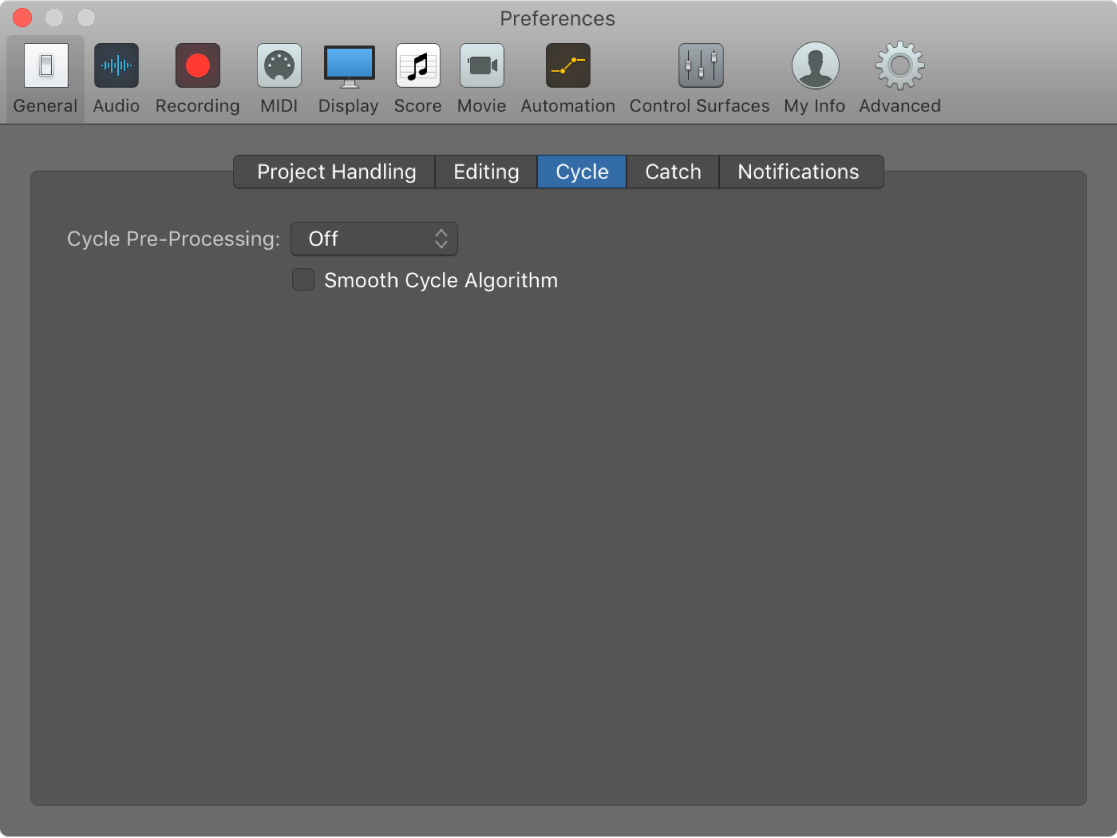 Figure. General Cycle preferences.