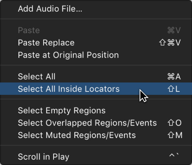 Figure. Arrange area with open shortcut menu.