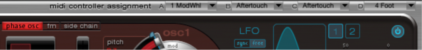 Figure. MIDI Controller Assignment area.