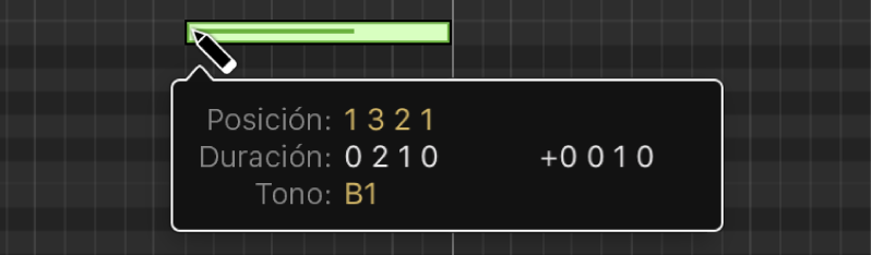 Ilustración. Se está arrastrando el puntero con la herramienta Lápiz para crear una nota de una duración específica.