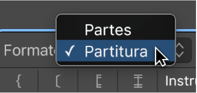 Ilustración. Menú desplegable Formato en la ventana “Conjuntos de partituras”