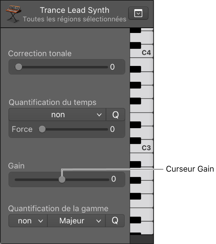 Figure. Curseur Gain.