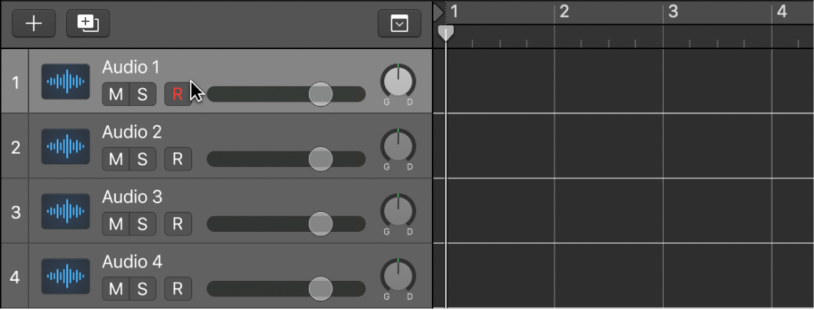 Figure. Sélection de l’en-tête d’une piste audio